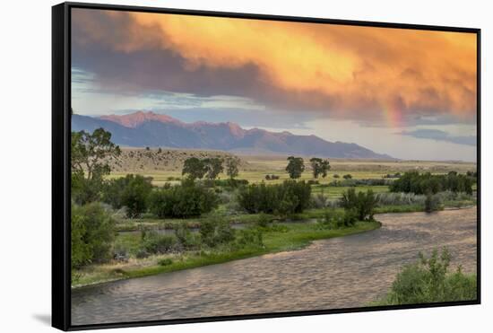 Incredible Stormy Light on the Madison River at Sunset Near Ennis, Montana, USA-Chuck Haney-Framed Stretched Canvas