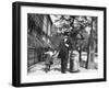 Incredibly Well Dressed Man, Woman and Child Walking by Perfect Brownstone Apartment Buildings-George B^ Brainerd-Framed Photographic Print