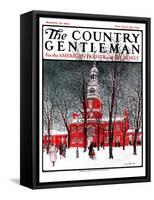 "Indenpendence Hall in Winter," Country Gentleman Cover, January 20, 1923-James Preston-Framed Stretched Canvas