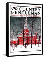 "Indenpendence Hall in Winter," Country Gentleman Cover, January 20, 1923-James Preston-Framed Stretched Canvas