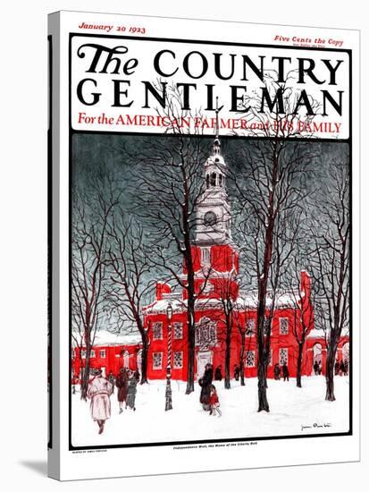 "Indenpendence Hall in Winter," Country Gentleman Cover, January 20, 1923-James Preston-Stretched Canvas