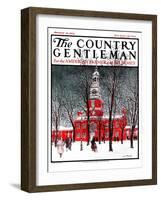 "Indenpendence Hall in Winter," Country Gentleman Cover, January 20, 1923-James Preston-Framed Giclee Print