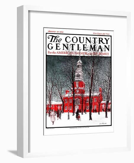 "Indenpendence Hall in Winter," Country Gentleman Cover, January 20, 1923-James Preston-Framed Giclee Print