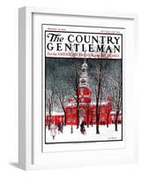 "Indenpendence Hall in Winter," Country Gentleman Cover, January 20, 1923-James Preston-Framed Giclee Print