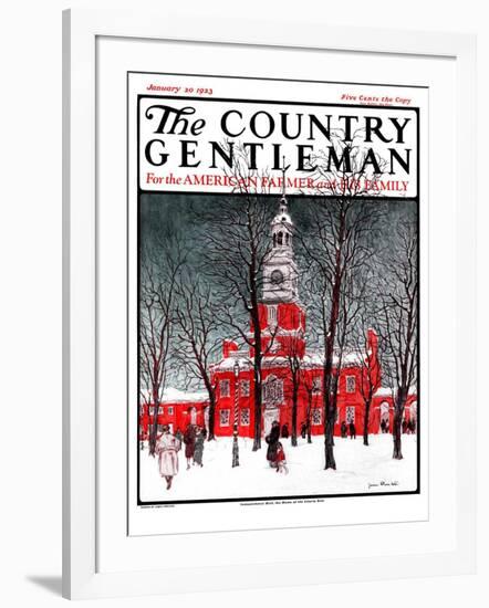 "Indenpendence Hall in Winter," Country Gentleman Cover, January 20, 1923-James Preston-Framed Giclee Print