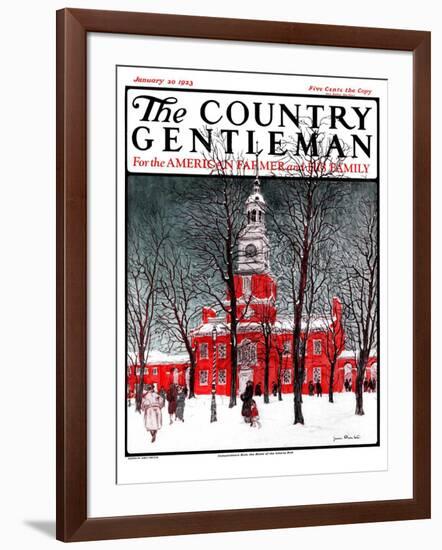 "Indenpendence Hall in Winter," Country Gentleman Cover, January 20, 1923-James Preston-Framed Giclee Print