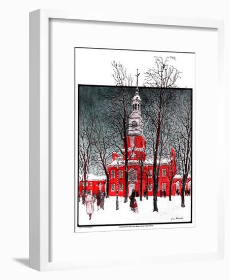 "Indenpendence Hall in Winter,"January 20, 1923-James Preston-Framed Giclee Print