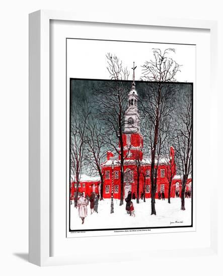 "Indenpendence Hall in Winter,"January 20, 1923-James Preston-Framed Giclee Print