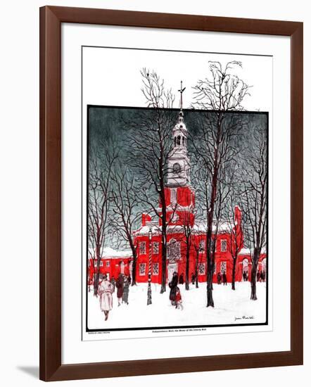 "Indenpendence Hall in Winter,"January 20, 1923-James Preston-Framed Giclee Print