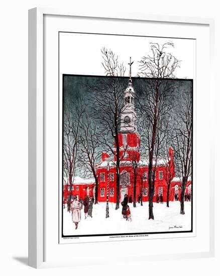 "Indenpendence Hall in Winter,"January 20, 1923-James Preston-Framed Premium Giclee Print