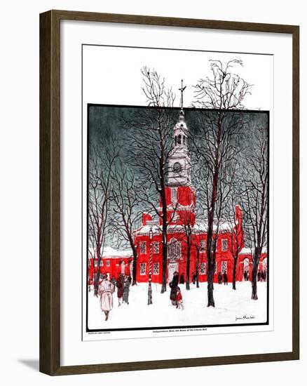 "Indenpendence Hall in Winter,"January 20, 1923-James Preston-Framed Premium Giclee Print