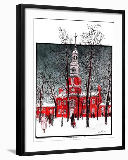 "Indenpendence Hall in Winter,"January 20, 1923-James Preston-Framed Premium Giclee Print