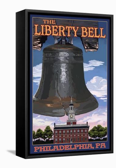 Independence Hall and Liberty Bell - Philadelphia, Pennsylvania-Lantern Press-Framed Stretched Canvas