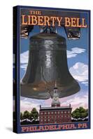 Independence Hall and Liberty Bell - Philadelphia, Pennsylvania-Lantern Press-Stretched Canvas