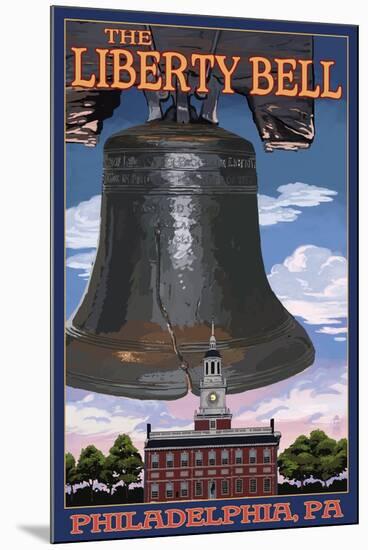 Independence Hall and Liberty Bell - Philadelphia, Pennsylvania-Lantern Press-Mounted Art Print