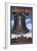 Independence Hall and Liberty Bell - Philadelphia, Pennsylvania-Lantern Press-Framed Art Print