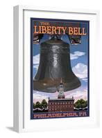 Independence Hall and Liberty Bell - Philadelphia, Pennsylvania-Lantern Press-Framed Art Print