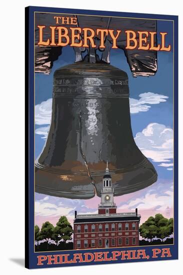 Independence Hall and Liberty Bell - Philadelphia, Pennsylvania-Lantern Press-Stretched Canvas