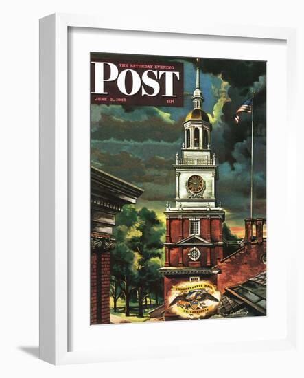 "Independence Hall, Philadelphia, Pa.," Saturday Evening Post Cover, June 2, 1945-Allen Saalburg-Framed Giclee Print
