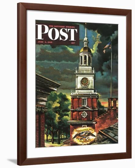 "Independence Hall, Philadelphia, Pa.," Saturday Evening Post Cover, June 2, 1945-Allen Saalburg-Framed Giclee Print