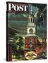 "Independence Hall, Philadelphia, Pa.," Saturday Evening Post Cover, June 2, 1945-Allen Saalburg-Stretched Canvas
