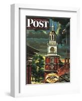 "Independence Hall, Philadelphia, Pa.," Saturday Evening Post Cover, June 2, 1945-Allen Saalburg-Framed Giclee Print