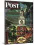 "Independence Hall, Philadelphia, Pa.," Saturday Evening Post Cover, June 2, 1945-Allen Saalburg-Mounted Giclee Print
