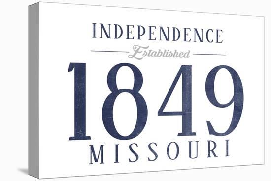 Independence, Missouri - Established Date (Blue)-Lantern Press-Stretched Canvas