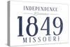 Independence, Missouri - Established Date (Blue)-Lantern Press-Stretched Canvas