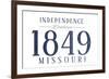 Independence, Missouri - Established Date (Blue)-Lantern Press-Framed Premium Giclee Print