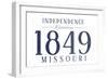 Independence, Missouri - Established Date (Blue)-Lantern Press-Framed Art Print