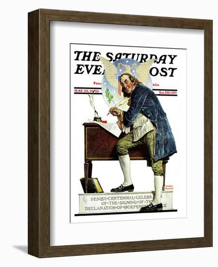 "Independence" or "Ben Franklin" Saturday Evening Post Cover, May 29,1926-Norman Rockwell-Framed Giclee Print