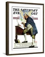 "Independence" or "Ben Franklin" Saturday Evening Post Cover, May 29,1926-Norman Rockwell-Framed Giclee Print