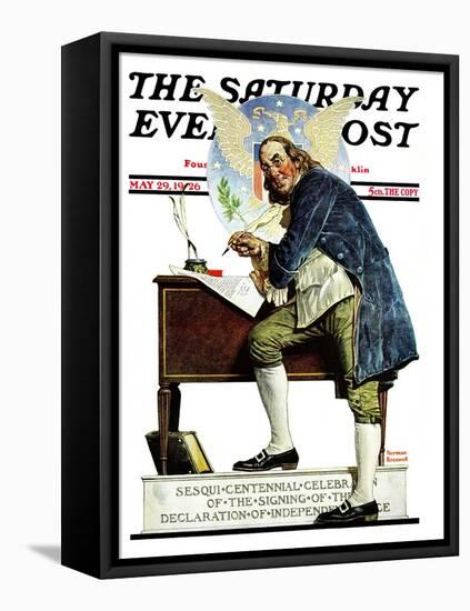 "Independence" or "Ben Franklin" Saturday Evening Post Cover, May 29,1926-Norman Rockwell-Framed Stretched Canvas