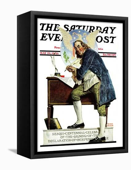 "Independence" or "Ben Franklin" Saturday Evening Post Cover, May 29,1926-Norman Rockwell-Framed Stretched Canvas