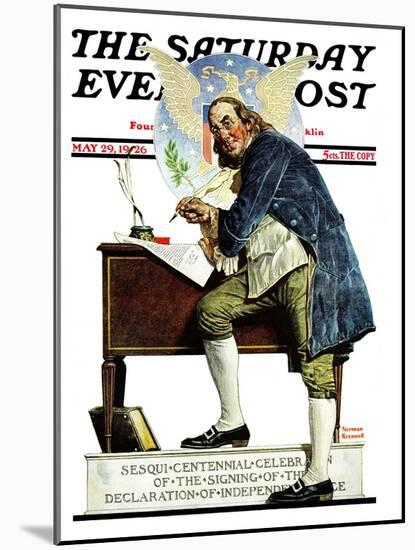 "Independence" or "Ben Franklin" Saturday Evening Post Cover, May 29,1926-Norman Rockwell-Mounted Giclee Print