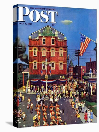 "Independence Parade," Saturday Evening Post Cover, July 7, 1945-John Falter-Stretched Canvas