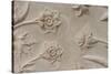India, Agra, Taj Mahal. Detail of Carved Marble with Flower Design-Cindy Miller Hopkins-Stretched Canvas