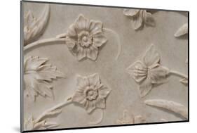 India, Agra, Taj Mahal. Detail of Carved Marble with Flower Design-Cindy Miller Hopkins-Mounted Photographic Print