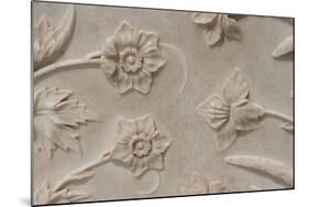 India, Agra, Taj Mahal. Detail of Carved Marble with Flower Design-Cindy Miller Hopkins-Mounted Photographic Print