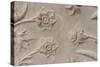 India, Agra, Taj Mahal. Detail of Carved Marble with Flower Design-Cindy Miller Hopkins-Stretched Canvas