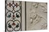 India, Agra, Taj Mahal. Detail of Marble Inlay with Carved Flowers-Cindy Miller Hopkins-Stretched Canvas