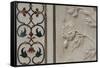 India, Agra, Taj Mahal. Detail of Marble Inlay with Carved Flowers-Cindy Miller Hopkins-Framed Stretched Canvas