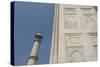 India, Agra, Taj Mahal. Ornate Marble Wall with Corner Tower-Cindy Miller Hopkins-Stretched Canvas