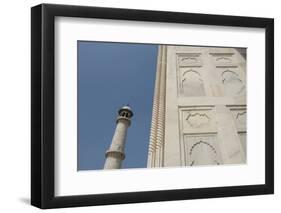 India, Agra, Taj Mahal. Ornate Marble Wall with Corner Tower-Cindy Miller Hopkins-Framed Photographic Print