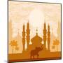 India Background,Elephant, Building And Palm Trees-JackyBrown-Mounted Art Print
