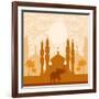 India Background,Elephant, Building And Palm Trees-JackyBrown-Framed Art Print