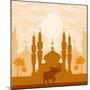 India Background,Elephant, Building And Palm Trees-JackyBrown-Mounted Art Print