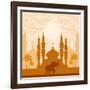 India Background,Elephant, Building And Palm Trees-JackyBrown-Framed Art Print