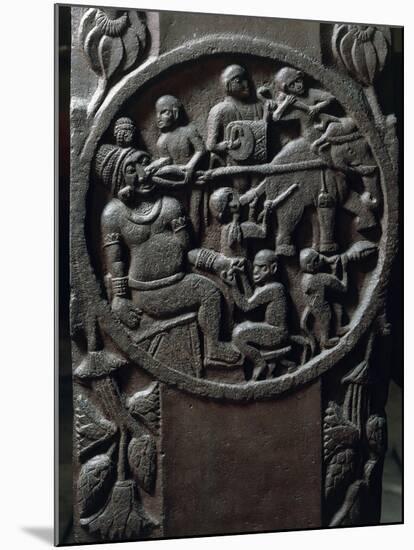 India, Bas-Relief Depicting Monkeys Using an Elephant to Pull a Tooth from a Giant-null-Mounted Giclee Print